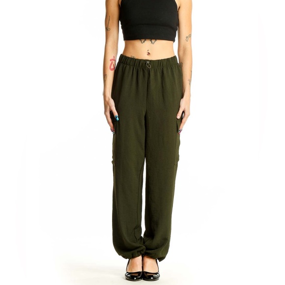 Rachel Zoe Pants - Rachel Zoe Army Green Cargo Silky Joggers